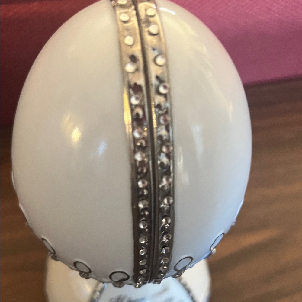 Chic White and Silver Decorative Egg by Ardleigh Elliott - Picture 2 of 5